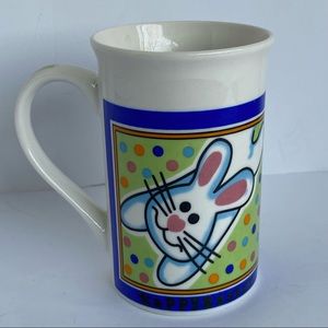Bunny mug vintage Greenbrier International ROYAL NORFOLK white blue green EUC